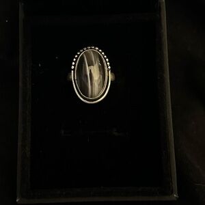 Black and white stone ring